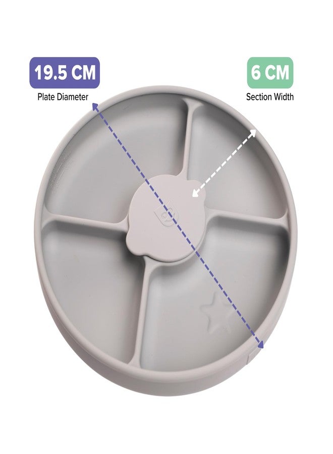 TalkTools Bitsy Silicone Baby Suction Plate with Locking Lid – Divided Plate for Toddlers Learning to Self-Feed – Non-Slip, BPA-Free, Microwave + Dishwasher Safe Baby Mealtime Plate(Cloud). - Image 4